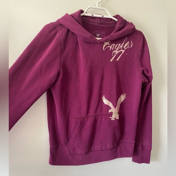 American eagle outfitter AE hoodie eagle fleece purple - Picture 2 of 5